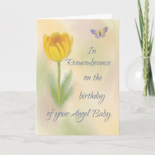 Cartão Angel Baby Birthday Lembrança Watercolor Flower (Frente)