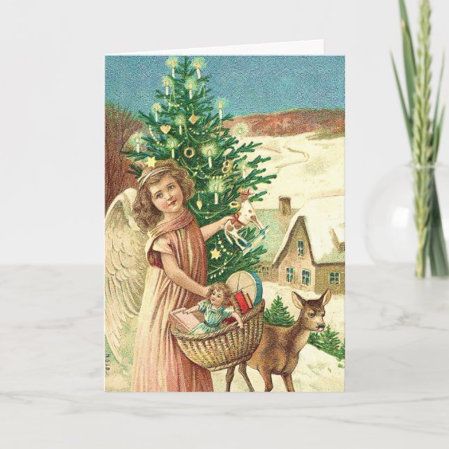 Cartão Angel bringing Christmas gifts and presents (Frente)