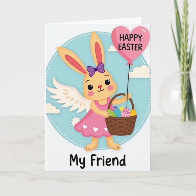 Cartão Angel Bunny Friend Holiday Card (Frente)