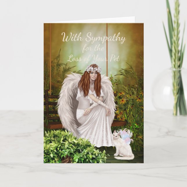 Cartão Angel cat para a perda do seu animal (Frente)