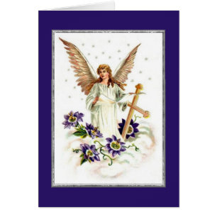 Cartão Angel Com Flores De Cruz E Clematis