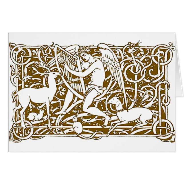 Cartão Angel com Harp (Frente Horizontal)