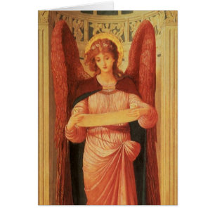 Cartão Angel com um pergaminho de John Melhuish Strudwick