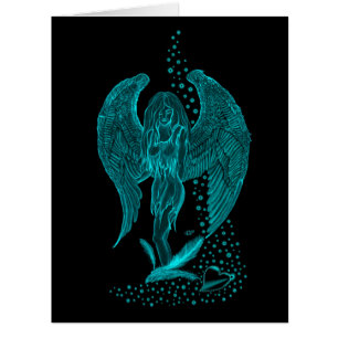 Cartão Angel perdeu no Love, Design preto e verde