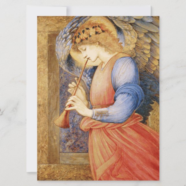 Cartão Angel Playing a Flageolet (por Edward Burne-Jones) (Frente)