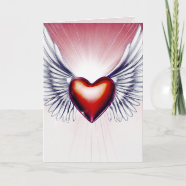 Cartão Angel Wings and Heart Greeting/Note Card (Frente)
