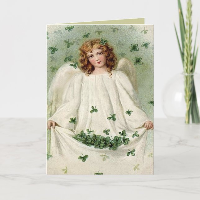 Cartão Angel with Clover St. Patrick's Day Card (Frente)