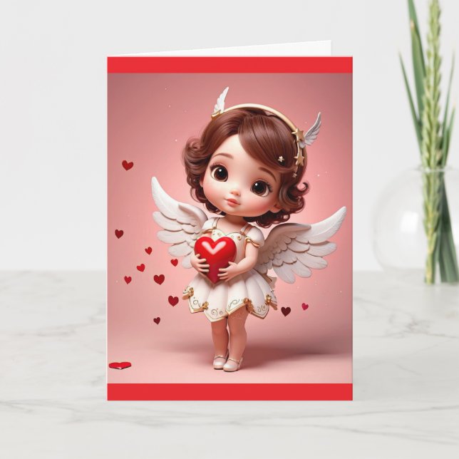Cartão Angel With Heart Valentine Greeting Card (Frente)