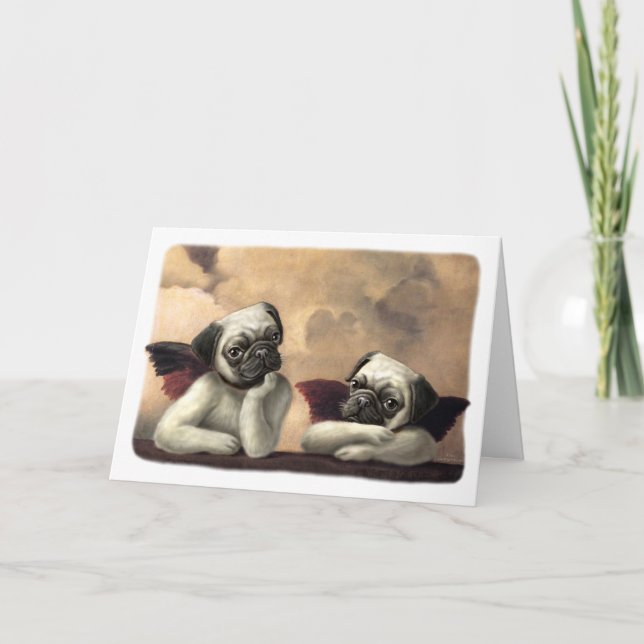 Cartão Angelic Pug Cherub Gift Items (Frente)