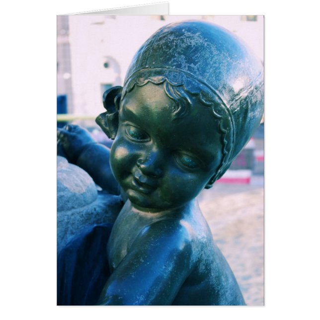 Cartão Angelic Statue Barcelona, placa de Vazio de Espanh (Frente)