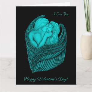 Cartão Angels Kissing, Design preto e verde
