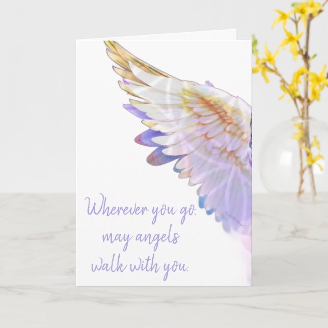 Cartão Angels With You Angel Lavender Gold Wing Greeting (Flor Amarela)