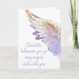 Cartão Angels With You Angel Name Lavender Gold Wing