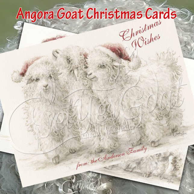 Cartão Angora Christmas Goats  (Criador carregado)