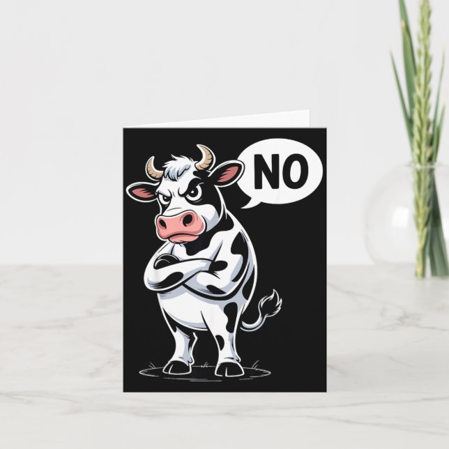 Cartão Angry Cow No - Funny Cow Lover Dairy Farmer  (Frente)