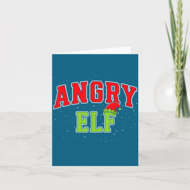 Cartão Angry Elf Christmas Family Matching Group Xmas  (Frente)