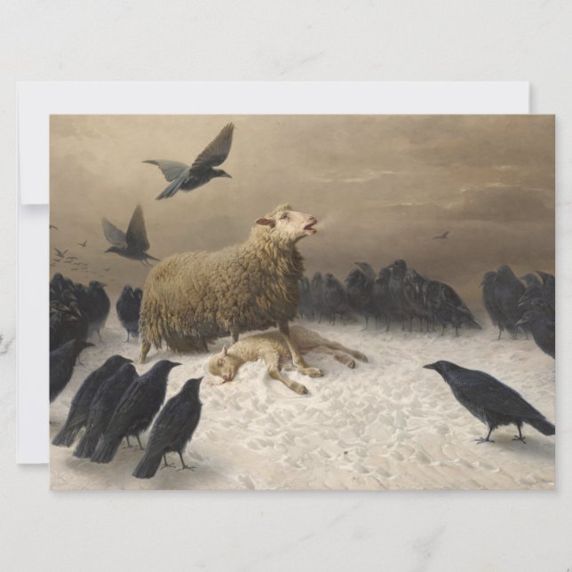 Cartão Angústia: Ovelha com um Cordeiro Morto (Frente)