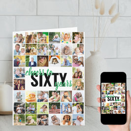 Cartão Anima a 60 anos Colagem de Fotos 60 anos Aniversár