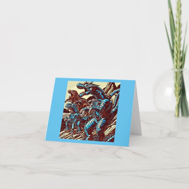 Cartão Animação Fantasy Dinosaur Robots - Corte 3 (Frente)