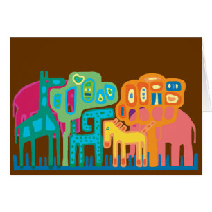 Cartão animais africanos de arte abstrato