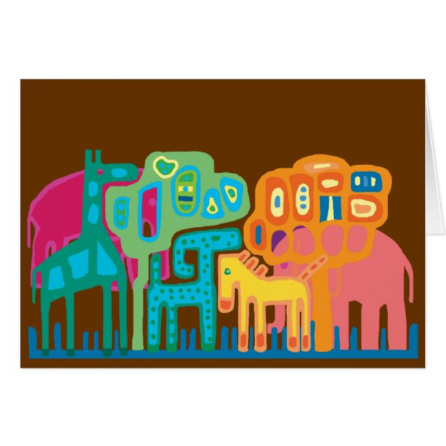 Cartão animais africanos de arte abstrato (Frente Horizontal)