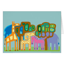 Cartão animais africanos de arte abstrato