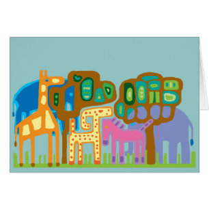 Cartão animais africanos de arte abstrato