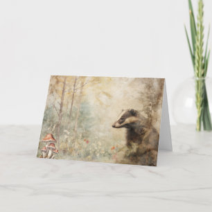 Cartão Animais da Floresta Artísticos Vida Selvagem Texug