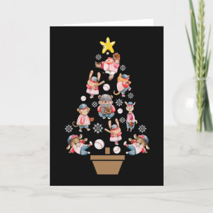 Cartão Animais de Beisebol Árvore de Natal