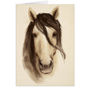 Cartão Animais de Casca de Aquarela Cavalo