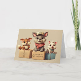 Cartão Animais de Desenho Animado Engraçados e Fofos Entr