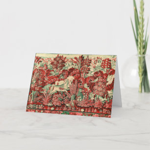 Cartão ANIMAIS DE FANTASIA,CAVALOS, Floral Vermelho Verde