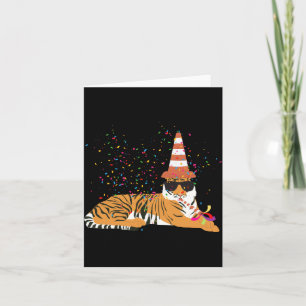 Cartão Animais de festa de tigre tendo uma festa