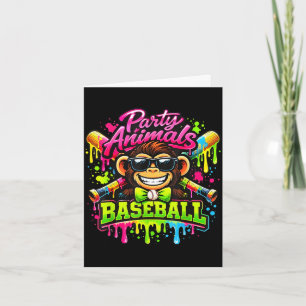 Cartão Animais de festa meme beisebol macaco engraçado