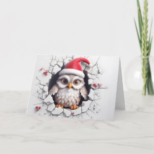 Cartão Animais de Natal Bebê Fofo Coruja 3D Saudação