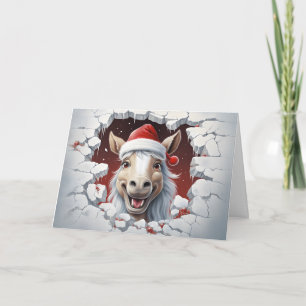 Cartão Animais de Natal de Bebê Fofo 3D Cavalo Saudação