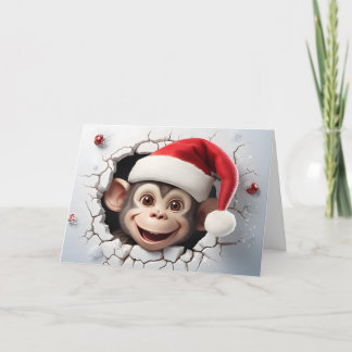 Cartão Animais de Natal de Bebê Fofo Macaco 3D Saudação