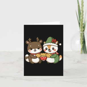 Cartão Animais de Natal Engraçados Comendo Biscoitos de N