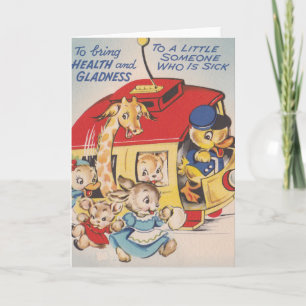 Cartão Animais do Zoológico da década de 1950 ficam bem e