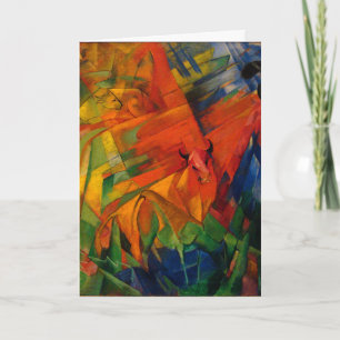 Cartão Animais em uma paisagem por Franz Marc
