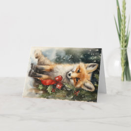 Cartão Animais Fofos da Floresta de Natal Saudação