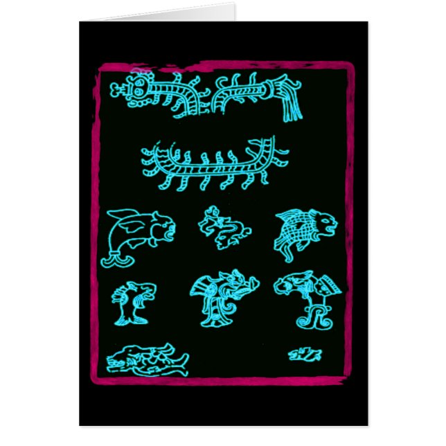 Cartão Animais maias azuis (Frente)