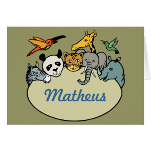 Cartão animais personalizados da família de zoológicos