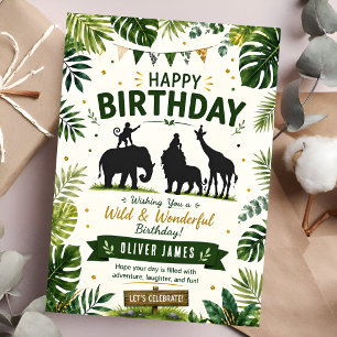Cartão Animais Selvagens da Selva Aniversário