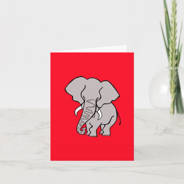 Cartão Animal africano ameaçado pelo ELEFANTE - Vermelho (Frente)