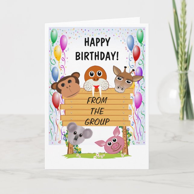 Cartão Animal Happy Birthday Greeting Card (Frente)