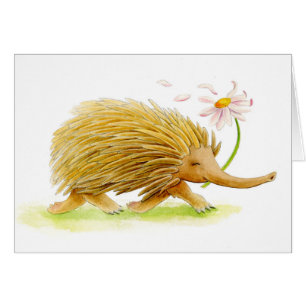 Cartão animal irrisório da arte da aguarela do
