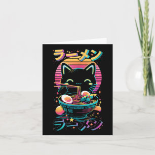 Cartão Anime Cat Eating Ramen Japonês Ramen Cat Japão