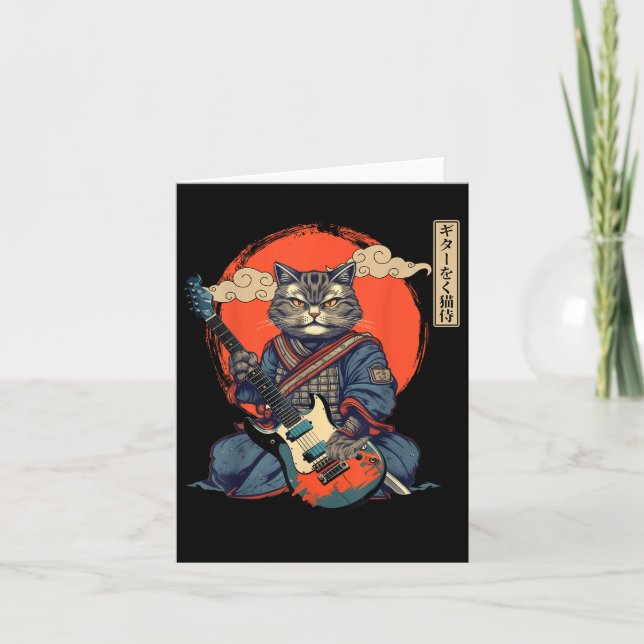 Cartão Anime Cat Japonês Samurai Tattoo Kawaii Ninja Gui (Frente)