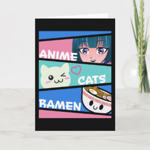 Cartão Anime Cats Ramen Manga Cosplay Japão Kawaii Gift